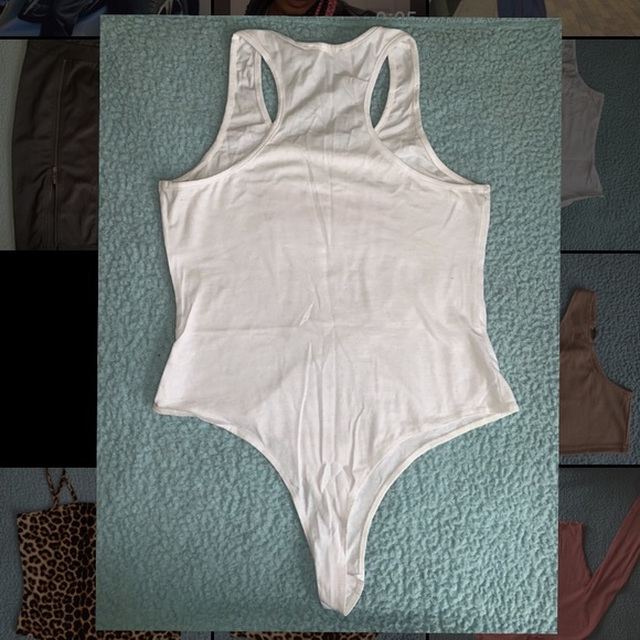 A white racer back bodysuit - Picture 2 of 2